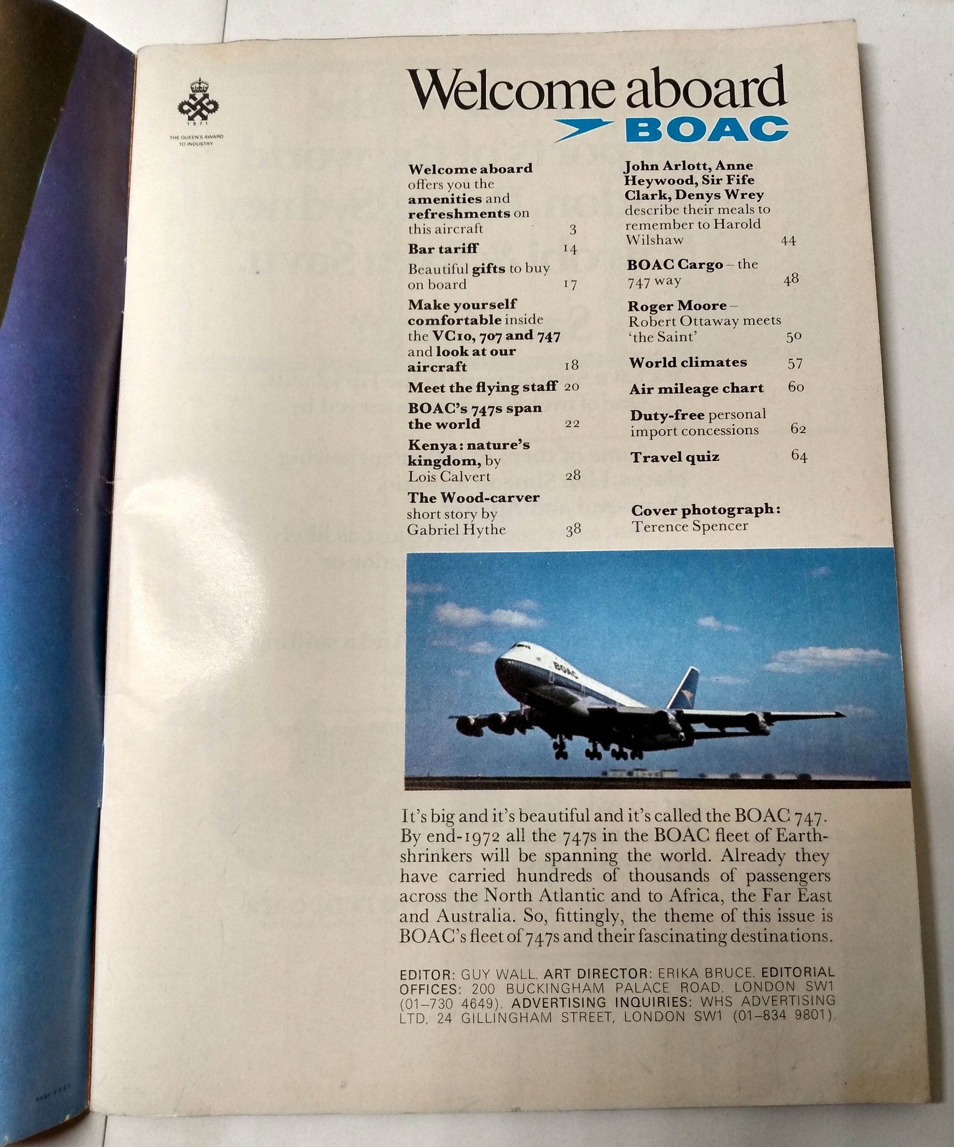 B.O.A.C. Welcome Aboard Airline Inflight Magazine 1972 Roger Moore - TulipStuff