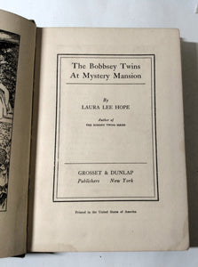 The Bobbsey Twins At Mystery Mansion Laura Lee Hope Hardcover 1945 - TulipStuff