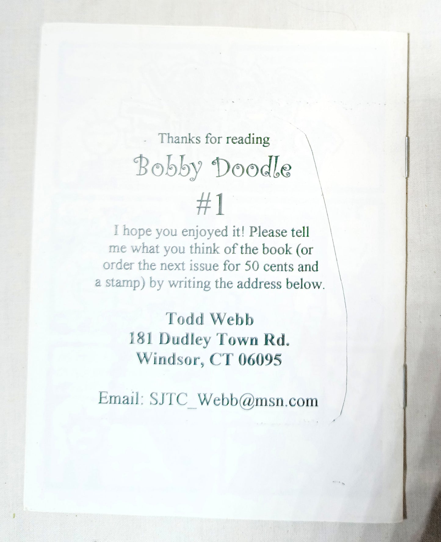 Bobby Doodle #1 Todd Webb Cornerstone Comics Mini Comic Book 1998 - TulipStuff