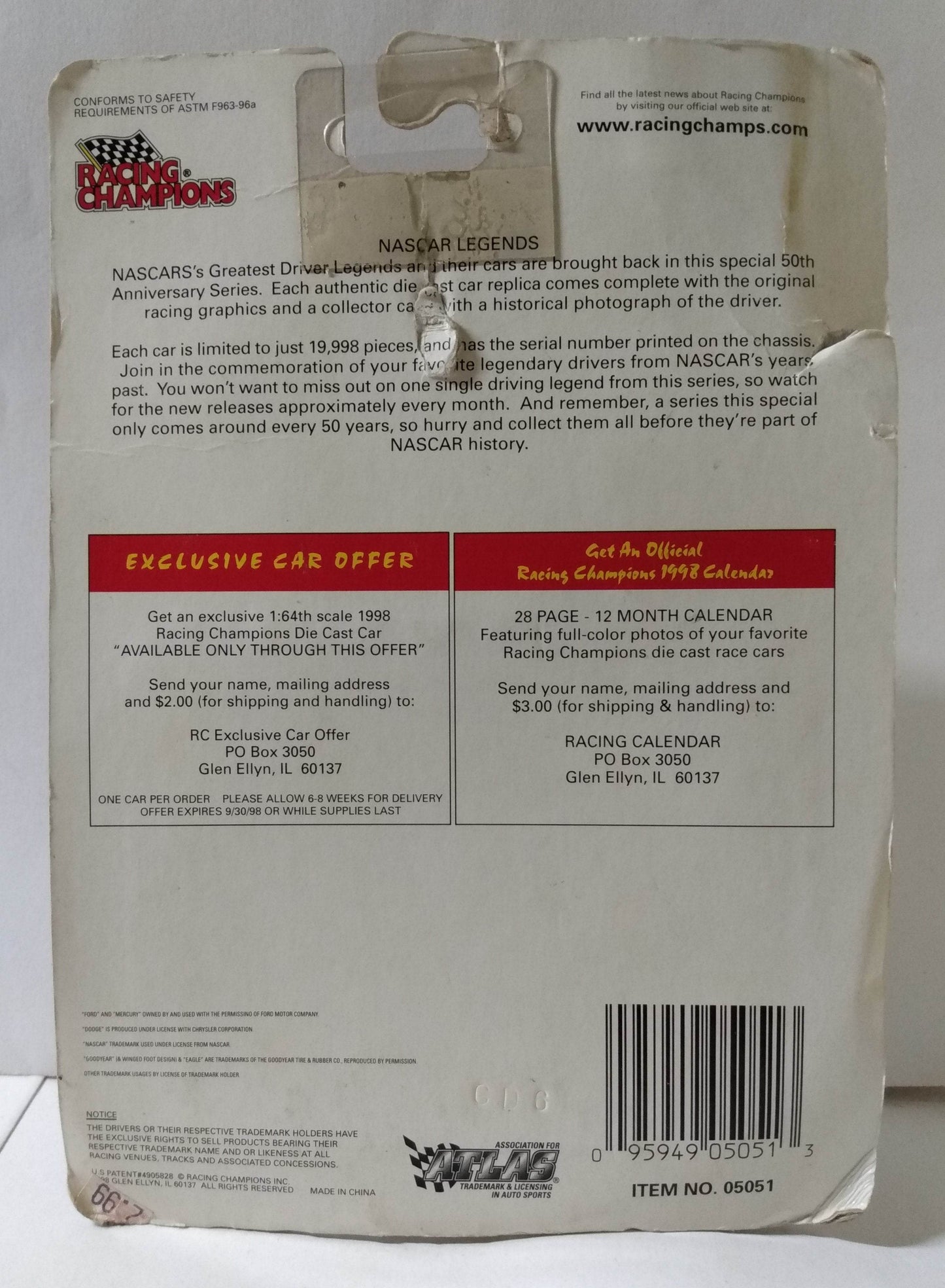 Racing Champions Nascar Legends Bobby Isaac 1969 Dodge Charger Daytona - TulipStuff