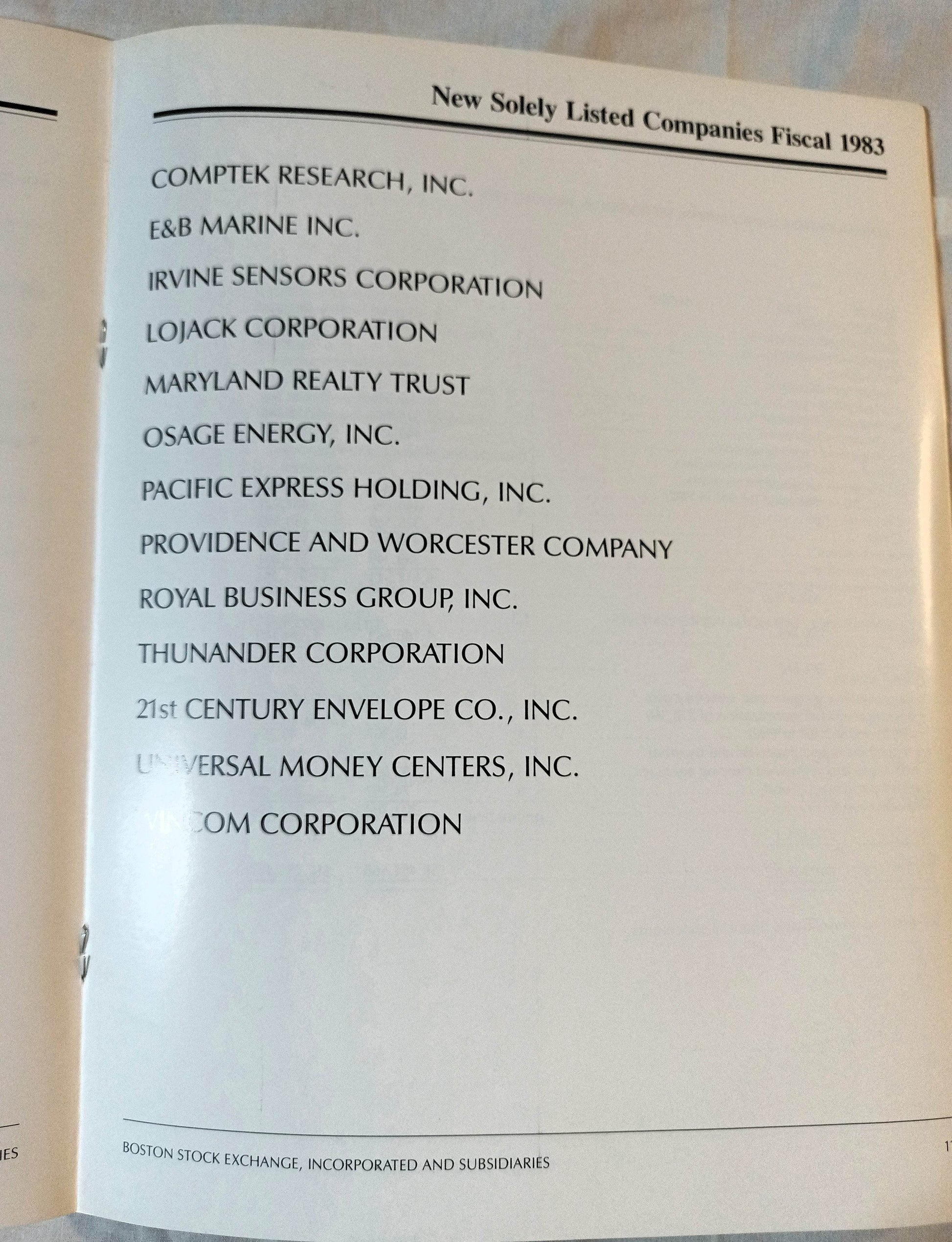 Boston Stock Exchange Incorporated 1983 Annual Report - TulipStuff