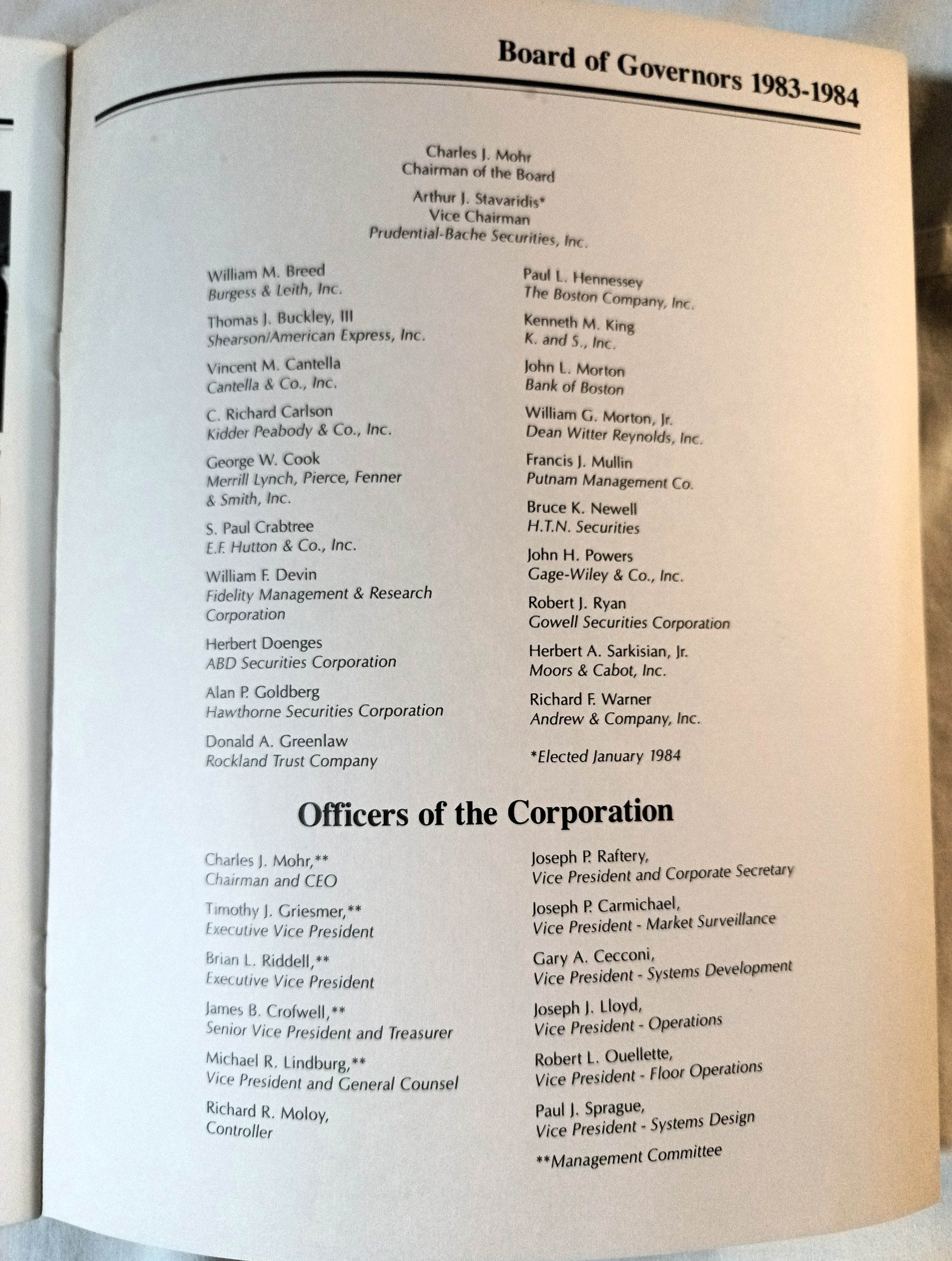 Boston Stock Exchange Incorporated 1983 Annual Report - TulipStuff