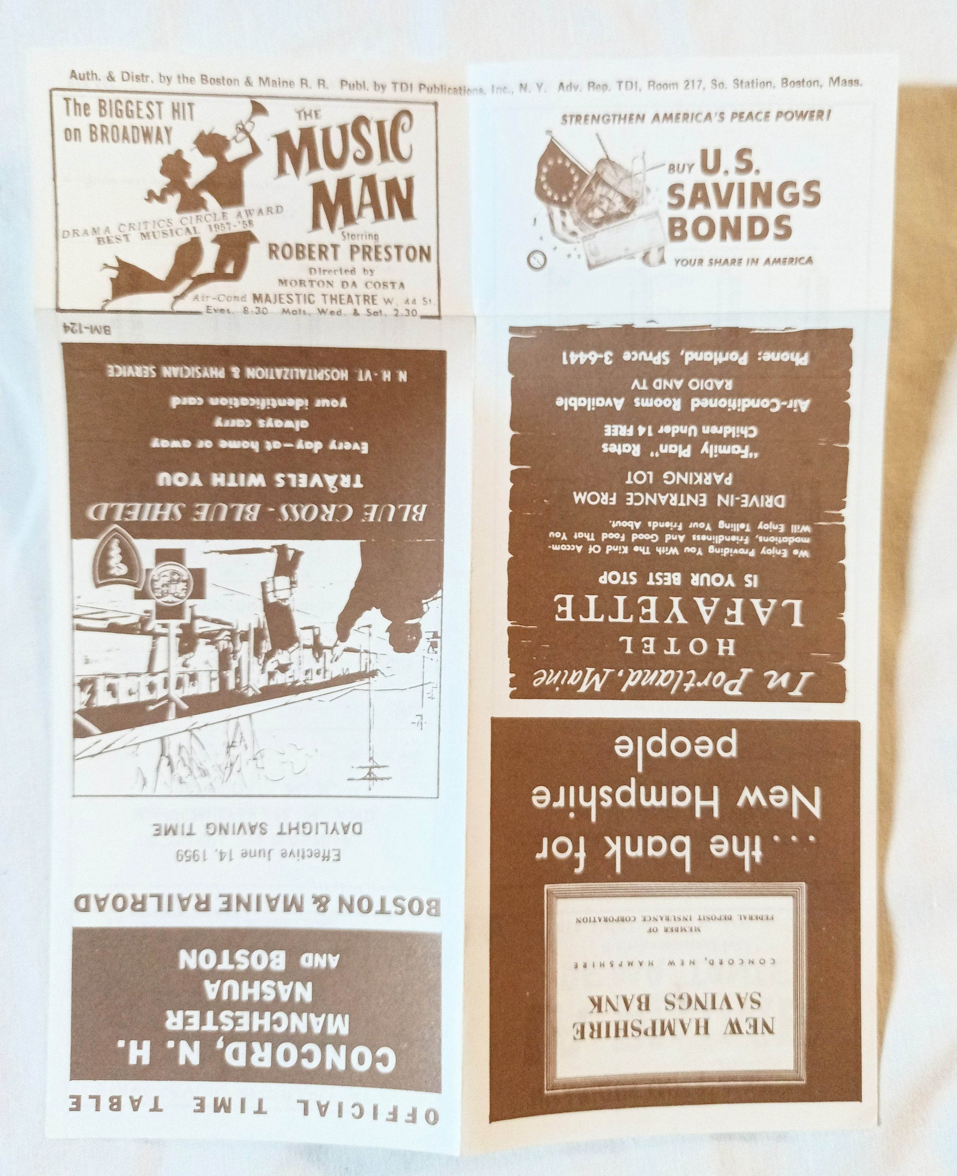 Boston & Maine Railroad 1959 Timetable Concord Manchester Boston - TulipStuff