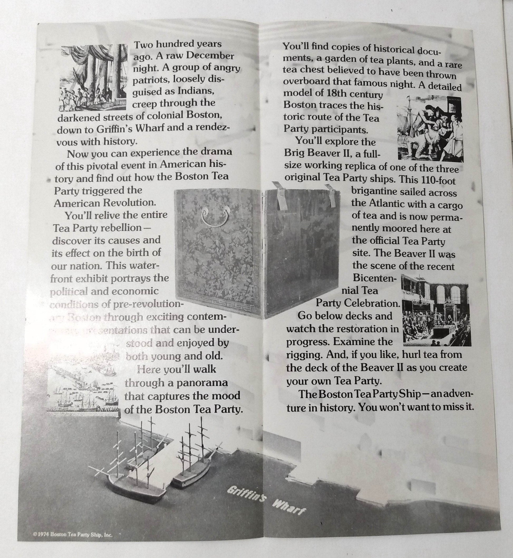 Boston Tea Party Ship And Museum Massachusetts Brochure 1974 - TulipStuff