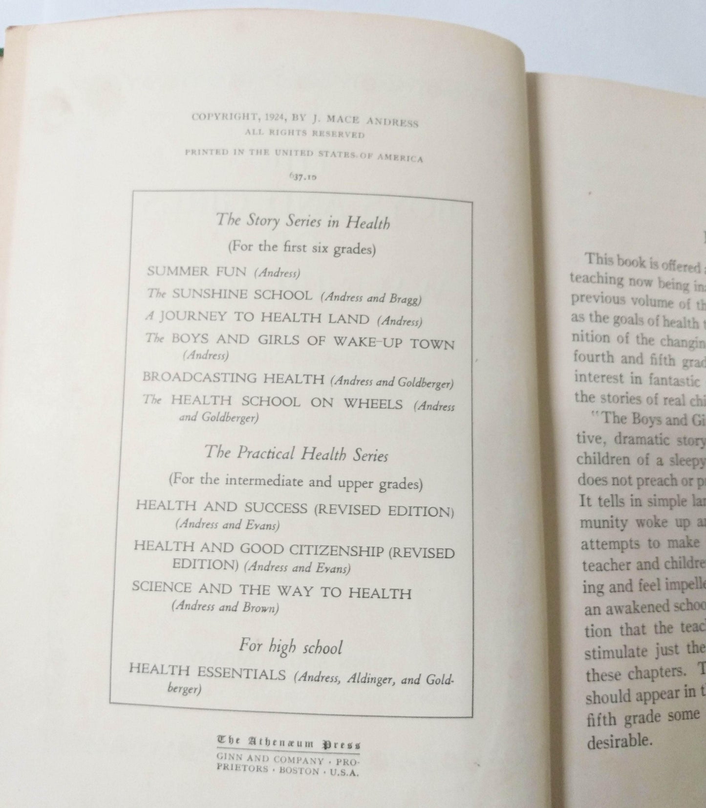 Boys And Girls Of Wake-up Town Andress 4-5th Grade Health Reader 1924 - TulipStuff