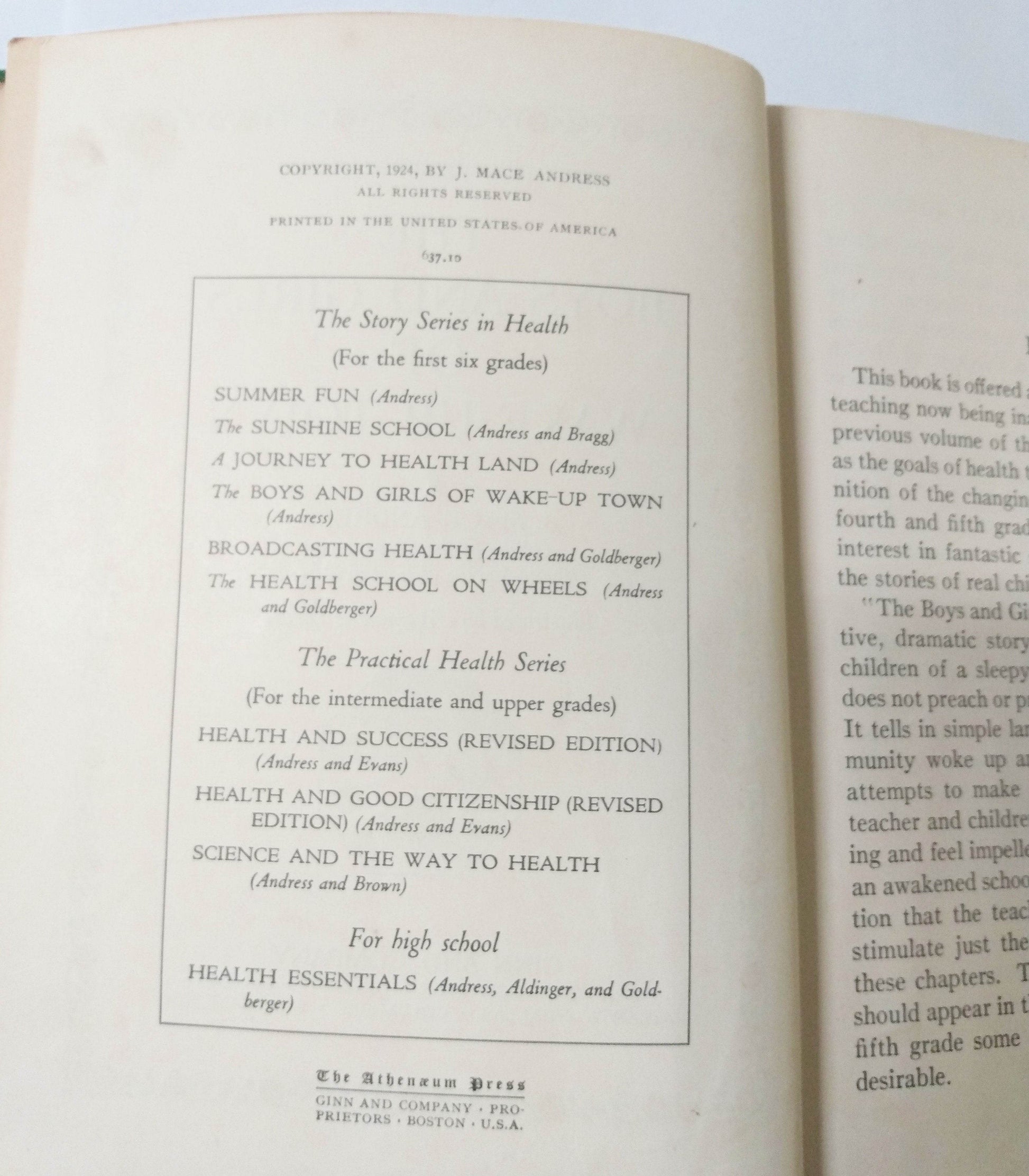 Boys And Girls Of Wake-up Town Andress 4-5th Grade Health Reader 1924 - TulipStuff
