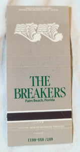 The Breakers Palm Beach Hotel Florida Matchbook Cover 1970's - TulipStuff