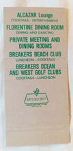 Load image into Gallery viewer, The Breakers Palm Beach Hotel Florida Matchbook Cover 1970&#39;s - TulipStuff
