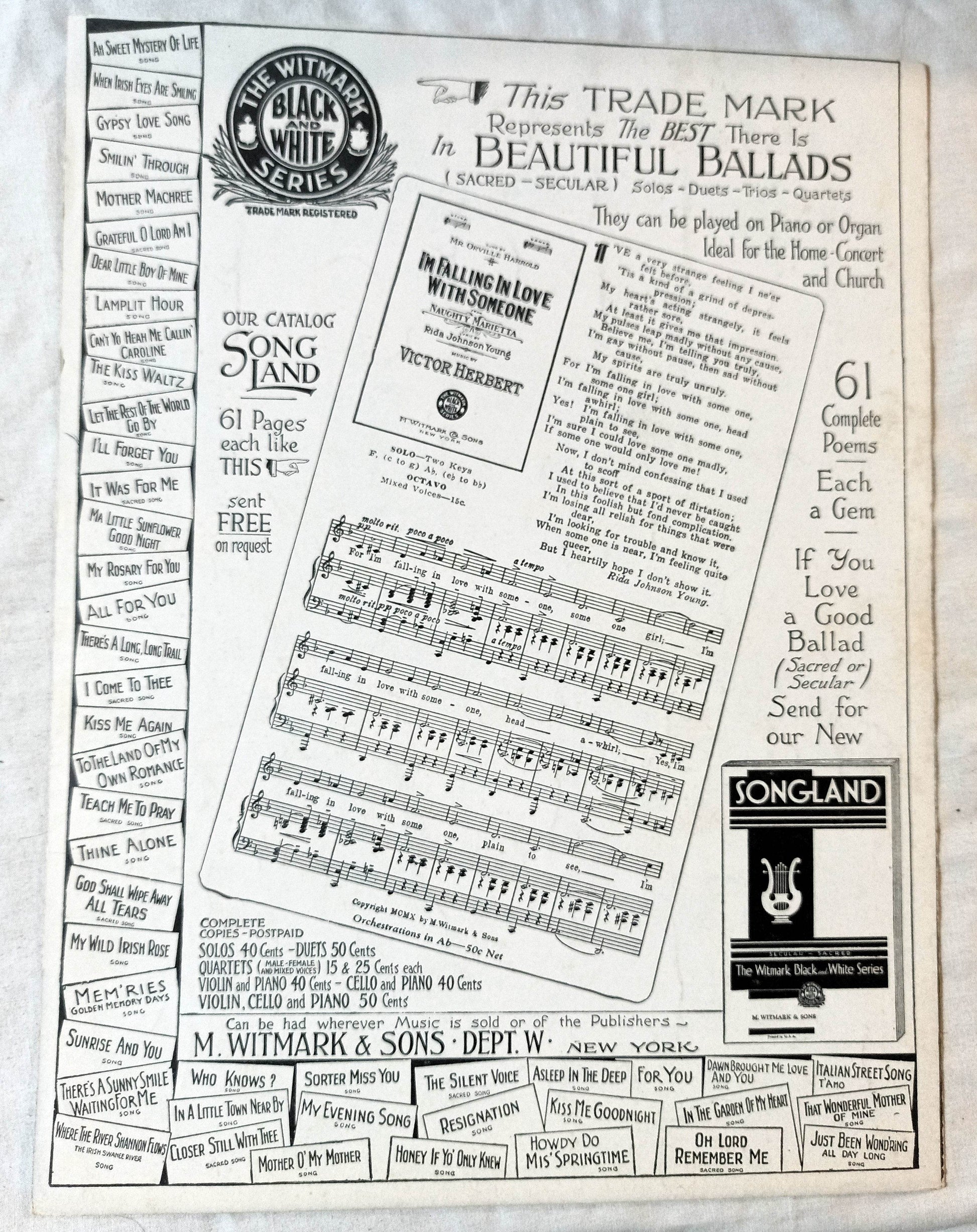 The Rose In Her Hair Broadway Gondolier Dick Powell Sheet Music 1935 - TulipStuff