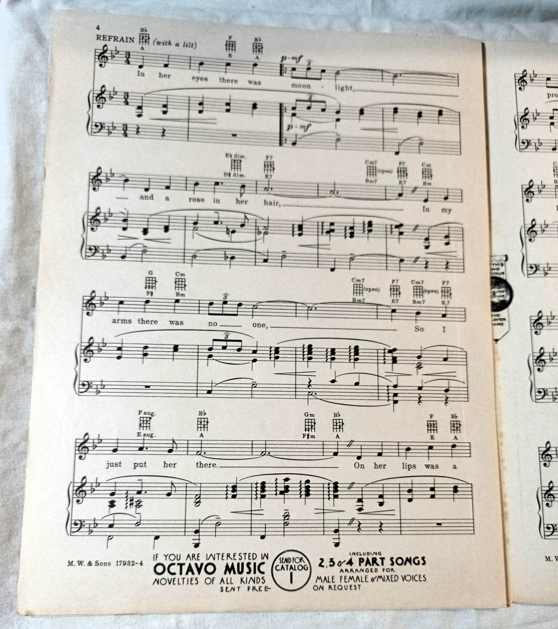 The Rose In Her Hair Broadway Gondolier Dick Powell Sheet Music 1935 - TulipStuff