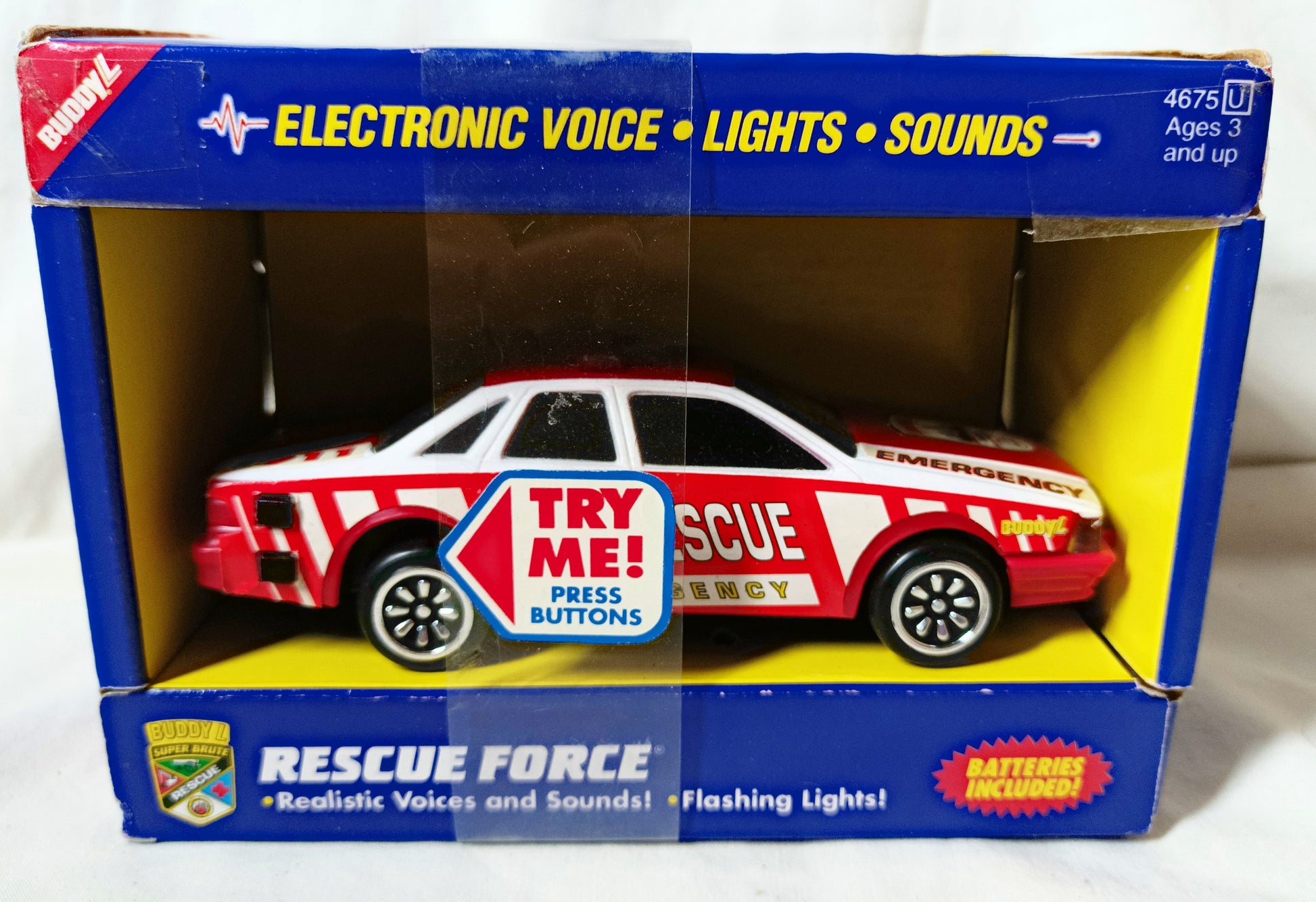 Buddy L Rescue Force Fire Rescue Emergency Car Sounds Lights 1993 - TulipStuff