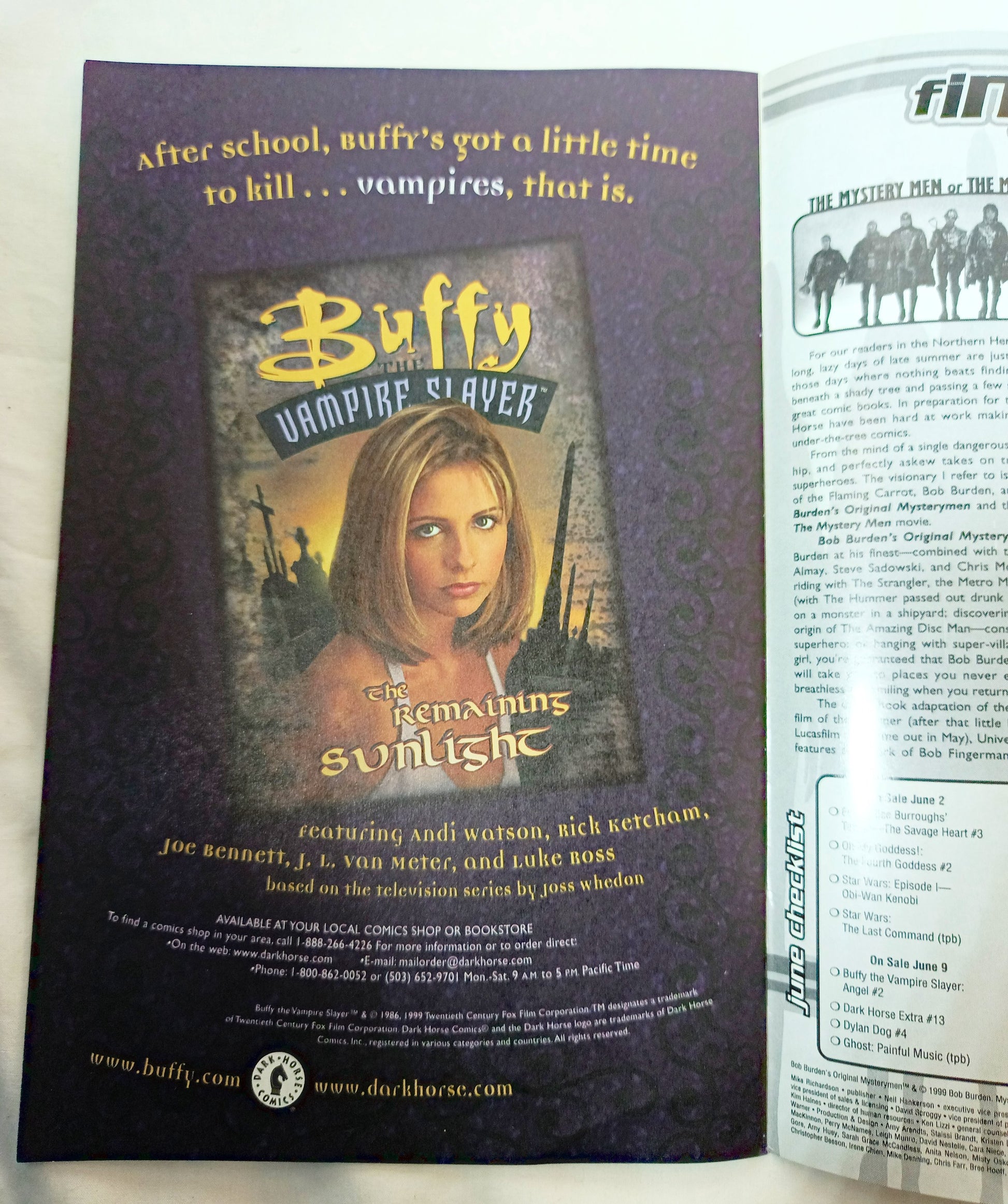 Buffy The Vampire Slayer Angel Issue #2 June 1999 Dark Horse Comics - TulipStuff