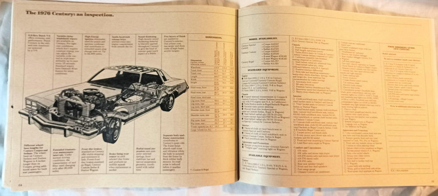 Buick 1976 Dealer Showroom Sales Brochure Buyer's Guide - TulipStuff