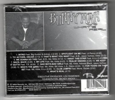 Bunny Man What's Real Gangsta Rap Album CD Orpheus/Teflon 2002 - TulipStuff