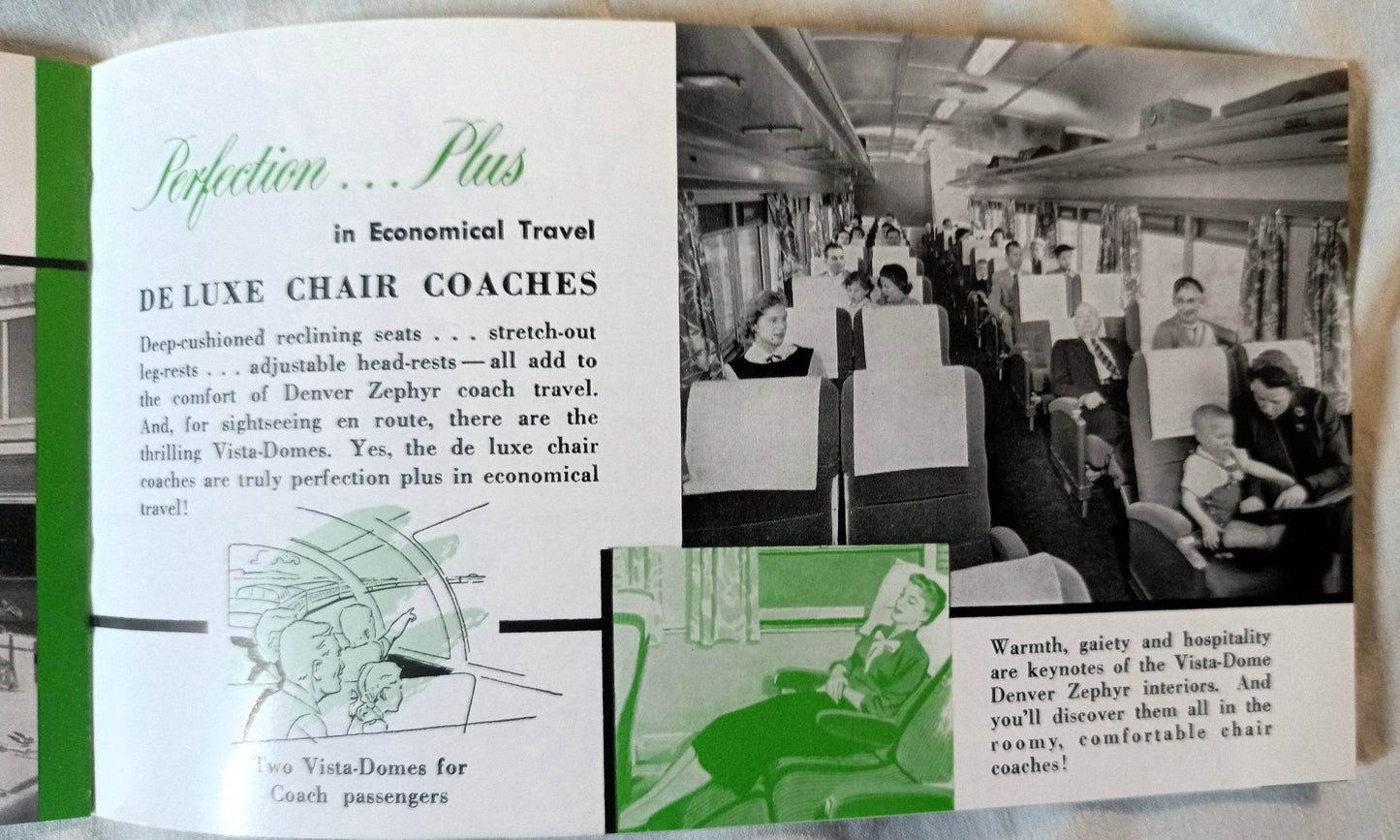 Burlington Route Denver Zephyr Vista-Dome Train Pictorial Booklet 1964 - TulipStuff