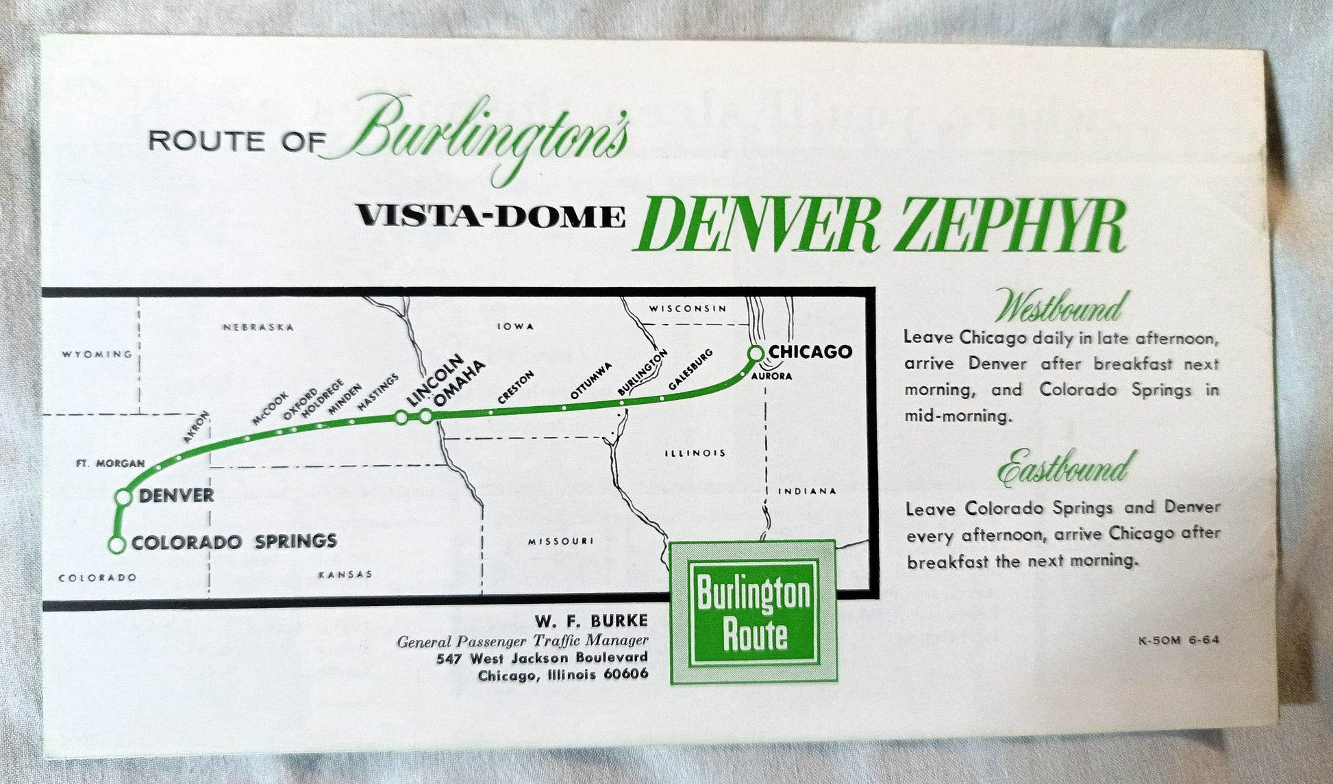 Burlington Route Denver Zephyr Vista-Dome Train Pictorial Booklet 1964 - TulipStuff