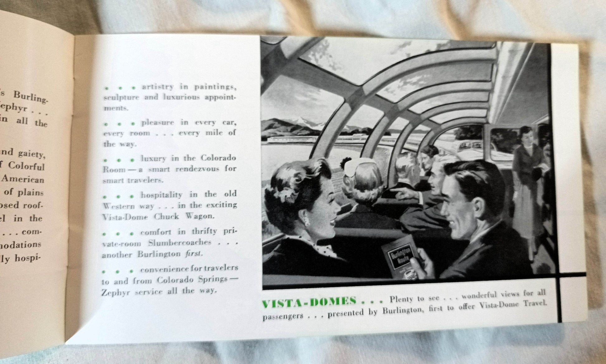 Burlington Route Denver Zephyr Vista-Dome Train Pictorial Booklet 1964 - TulipStuff