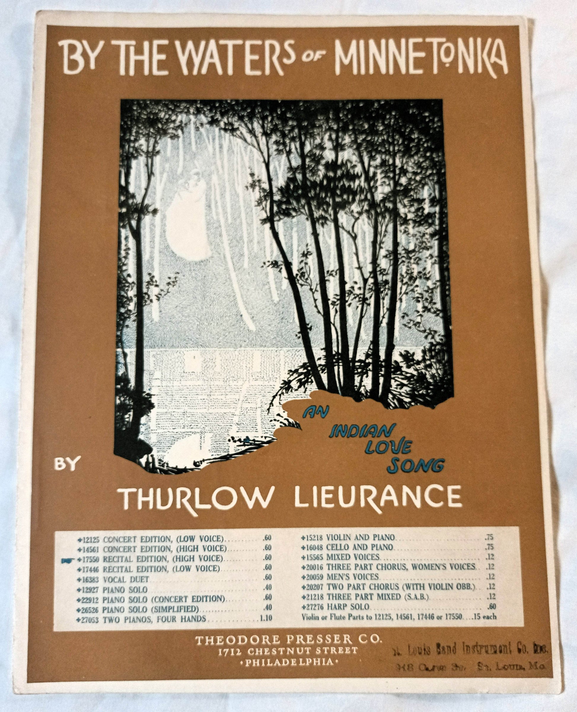 By The Waters Of Minnetonka Thurlow Lieurance Sheet Music 1921 - TulipStuff