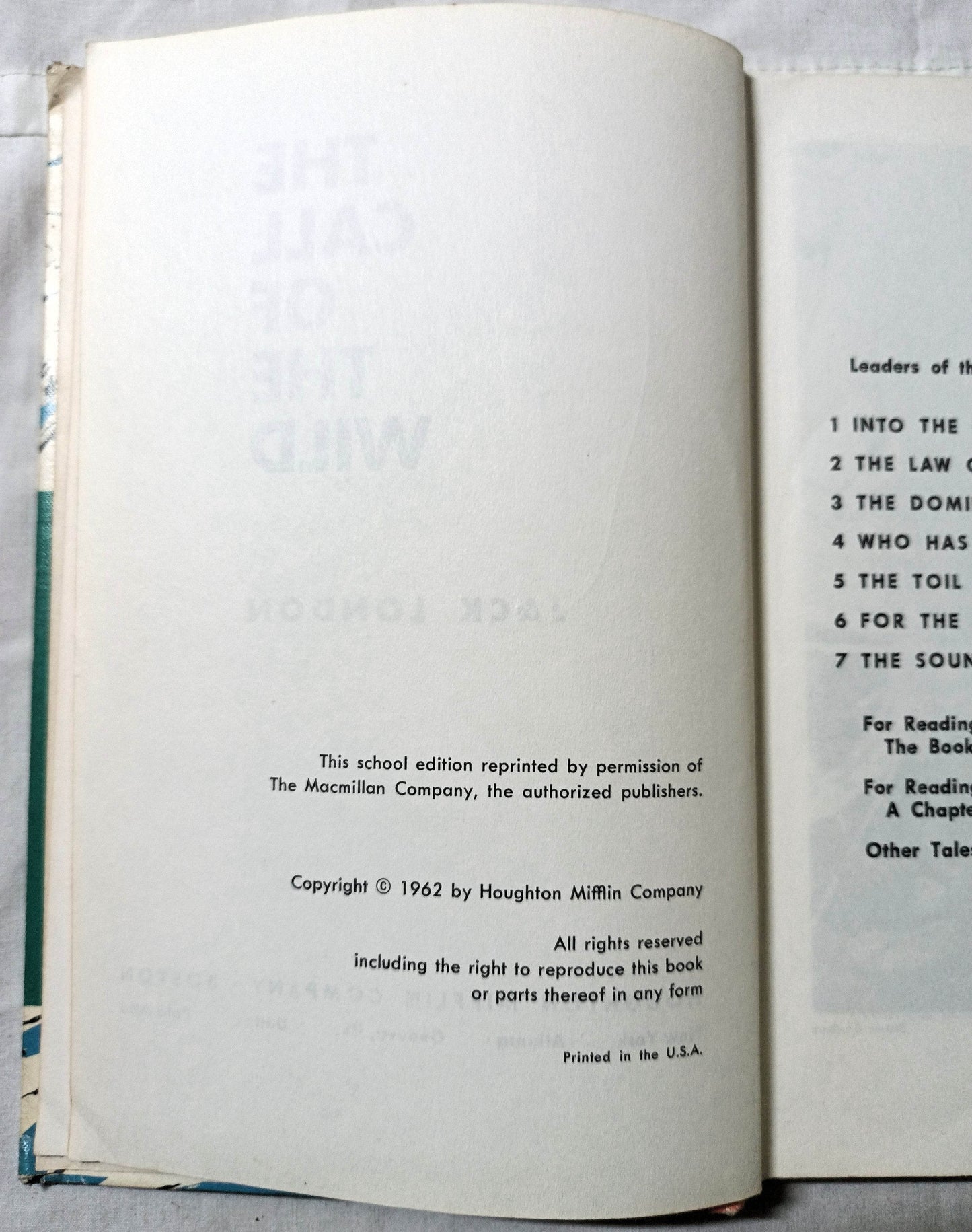 Jack London The Call Of The Wild RLS School Edition Hardcover 1962 - TulipStuff