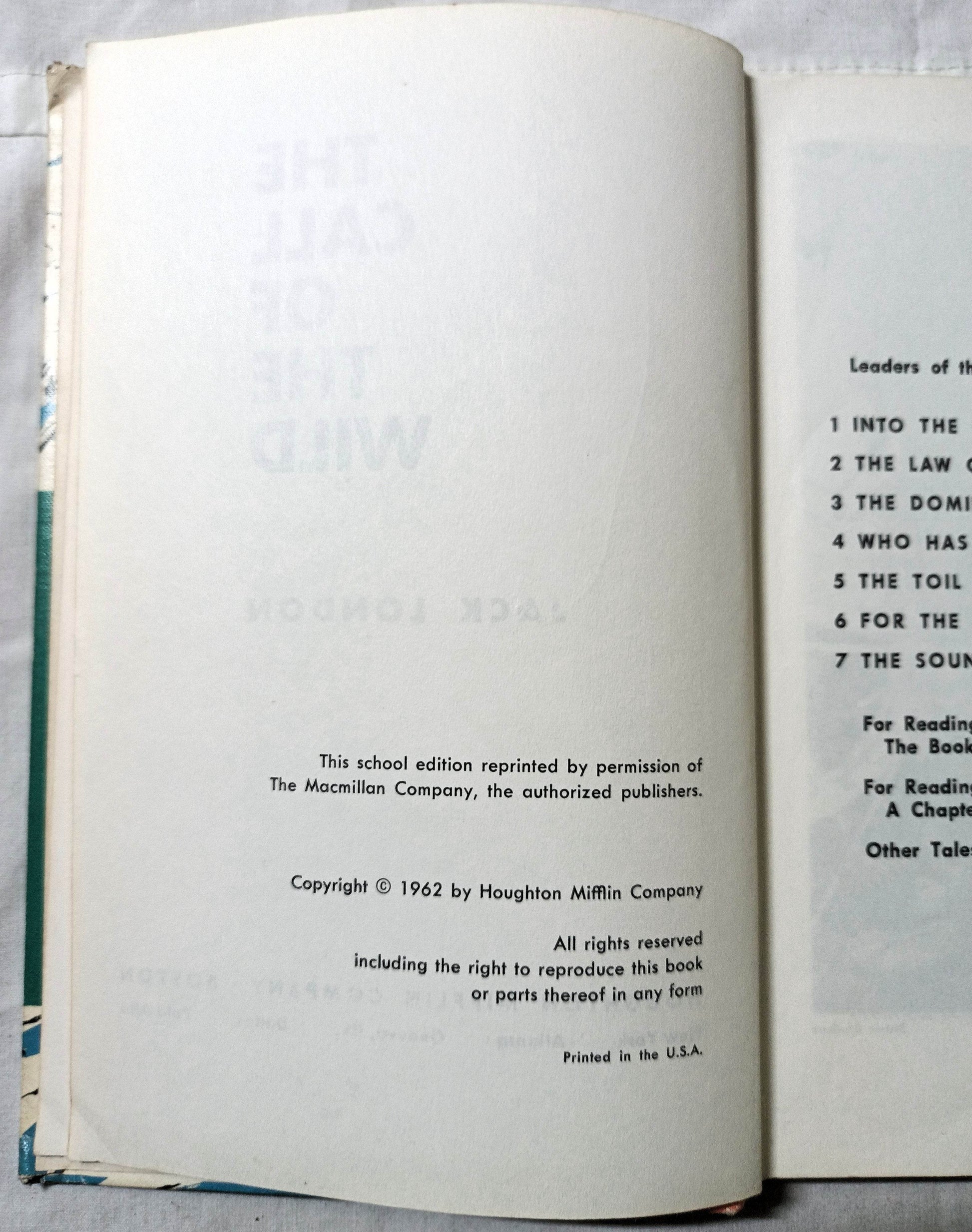 Jack London The Call Of The Wild RLS School Edition Hardcover 1962 - TulipStuff