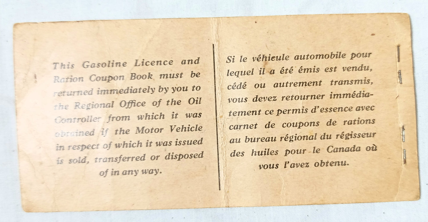 Canada Gasoline Ration Coupon Book Armed Forces Leave Allotment 1945 - TulipStuff