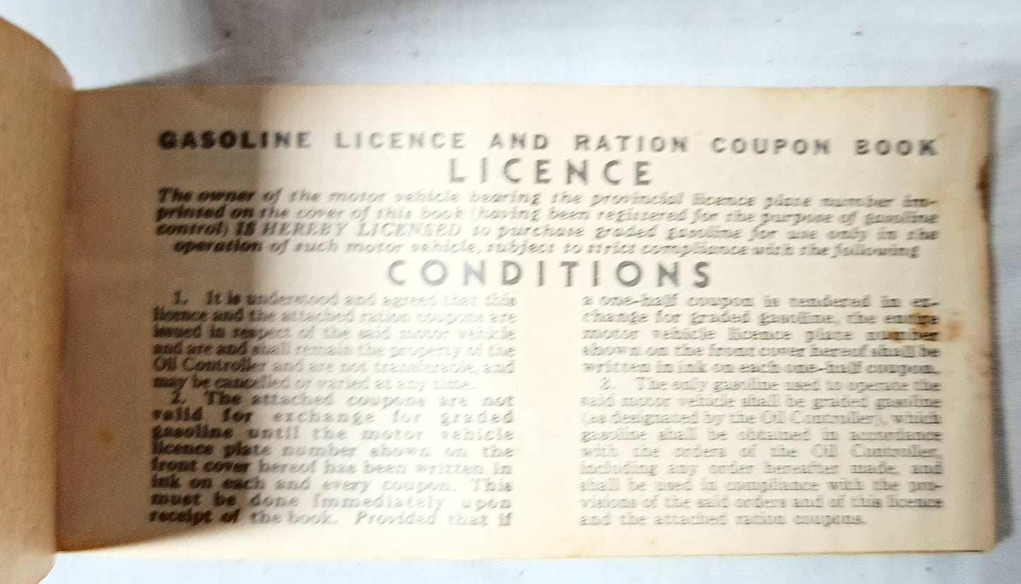 Canada Gasoline Ration Coupon Book Armed Forces Leave Allotment 1945 - TulipStuff