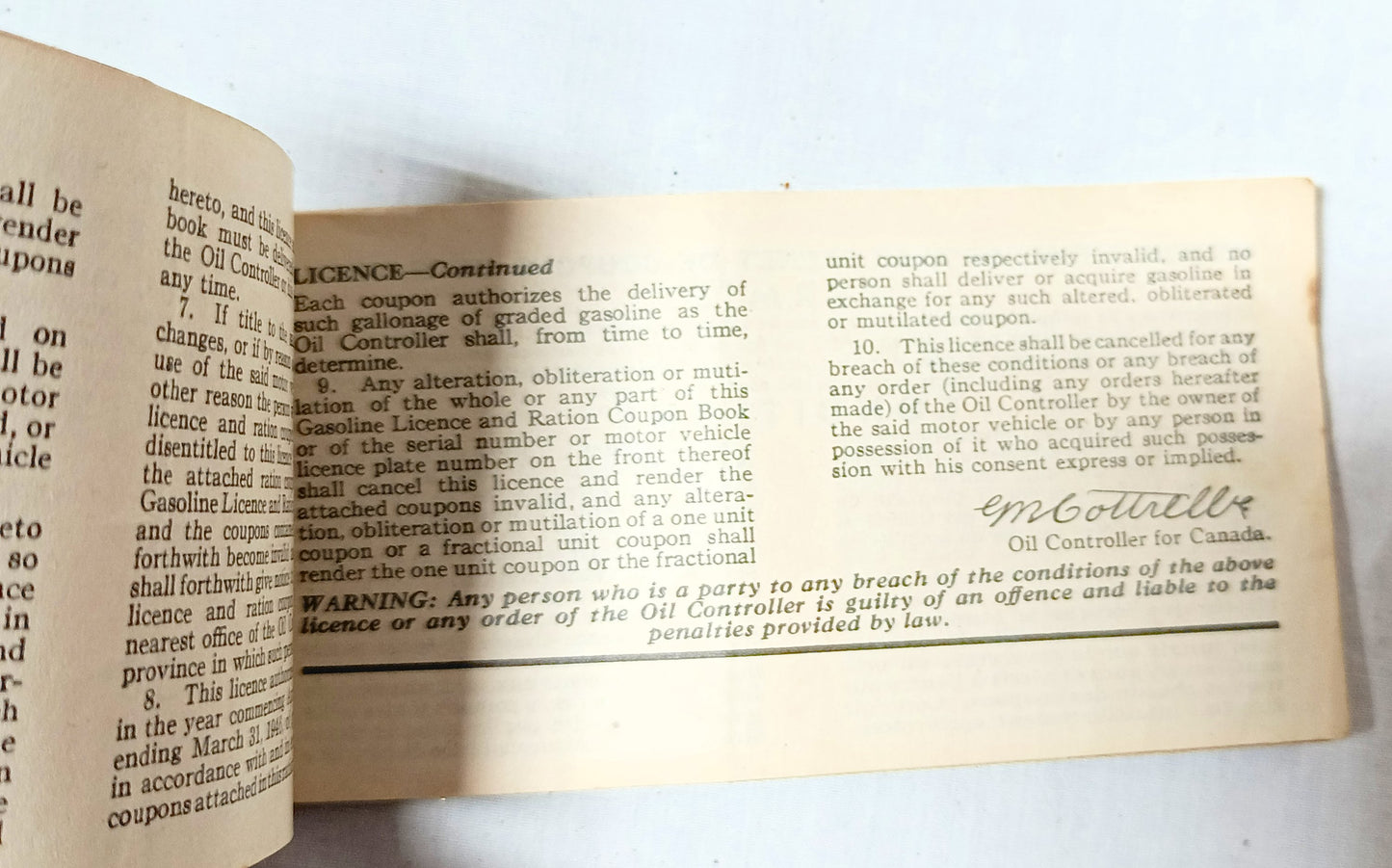 Canada Gasoline Ration Coupon Book Armed Forces Leave Allotment 1945 - TulipStuff