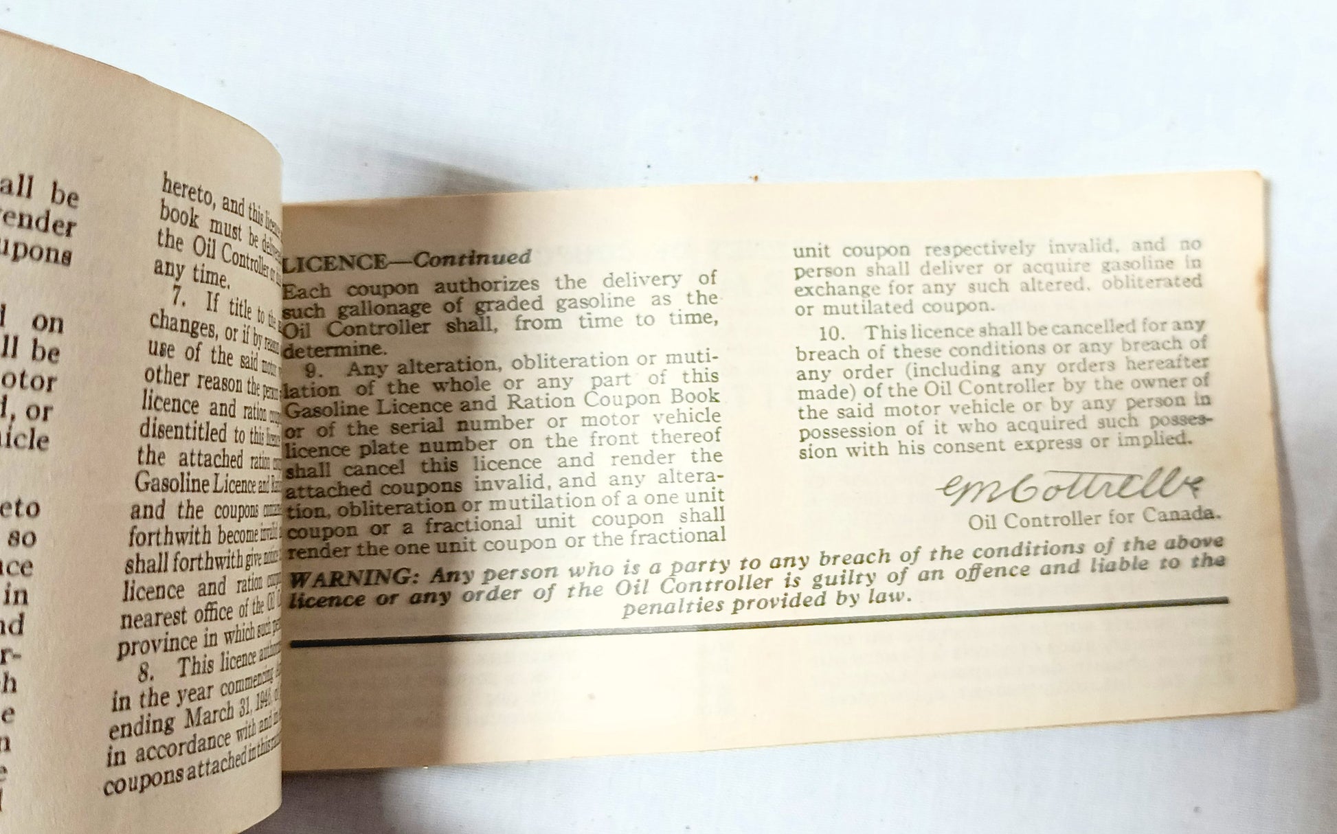 Canada Gasoline Ration Coupon Book Armed Forces Leave Allotment 1945 - TulipStuff