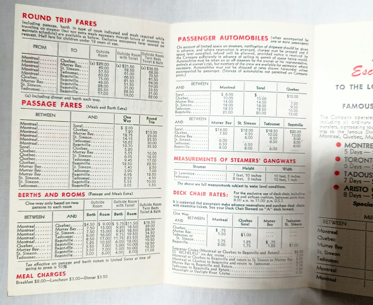 Canada Steamship Lines 1959 Time Tables Montreal Quebec Saguenay  TulipStuff