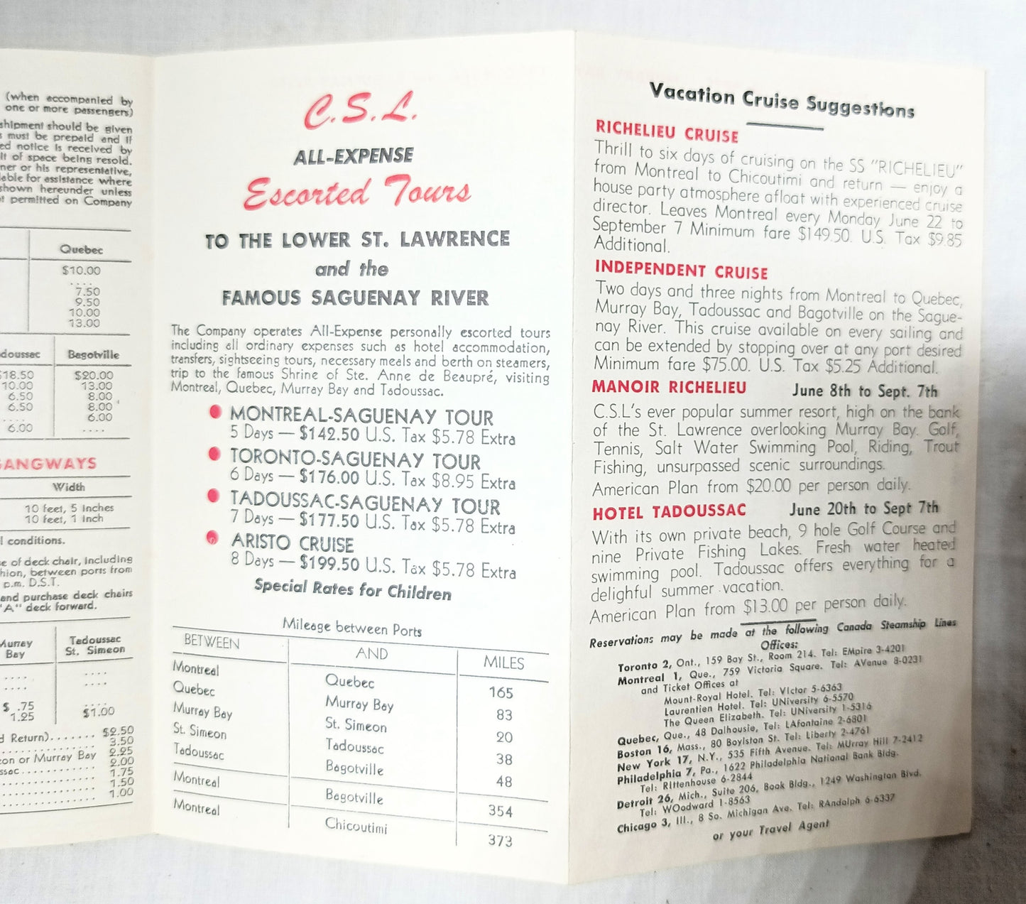 Canada Steamship Lines 1959 Time Tables Montreal Quebec Saguenay  TulipStuff