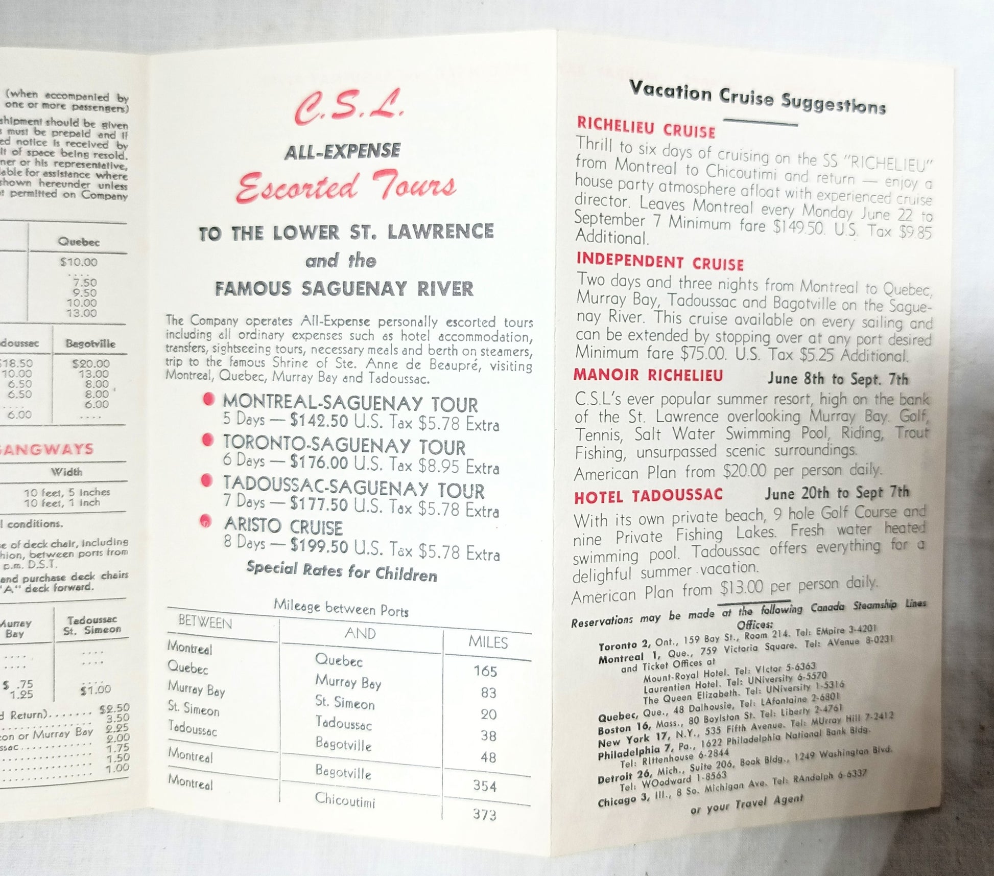 Canada Steamship Lines 1959 Time Tables Montreal Quebec Saguenay  TulipStuff