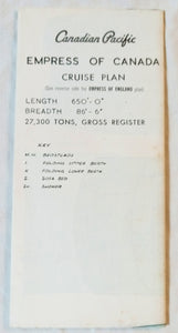 Canadian Pacific Empress Of Canada / Empress Of England Deck Plan 1960's - TulipStuff