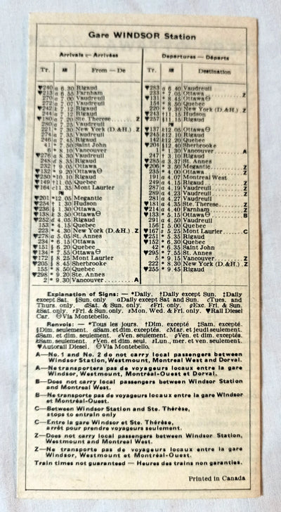 Canadian Pacific 1967 Montreal Folder B Passenger Trains Timetable - TulipStuff