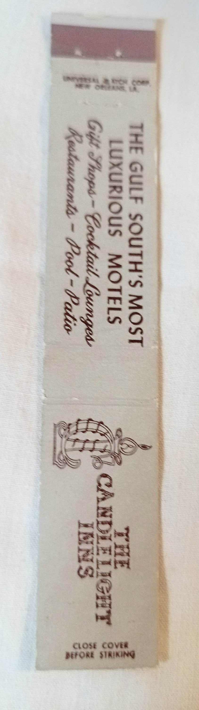 Candlelight Inn Gulf Coast Louisiana Florida Matchbook Cover 1950's - TulipStuff
