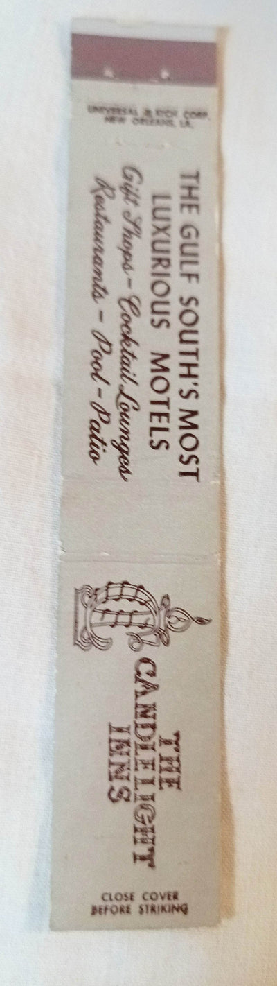 Candlelight Inn Gulf Coast Louisiana Florida Matchbook Cover 1950's - TulipStuff