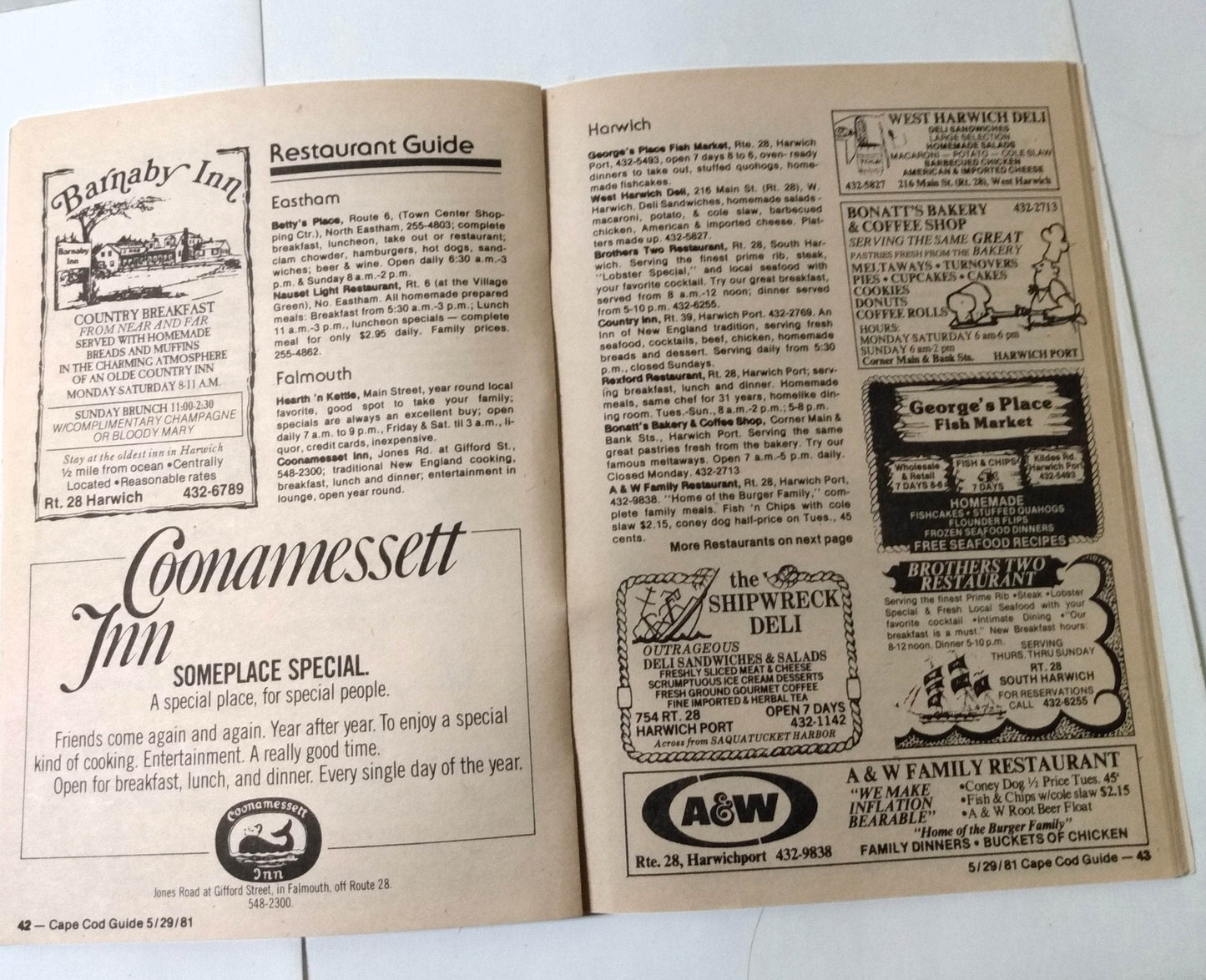 Cape Cod Guide May 29 1981 Calendar Art Food Antiques What-To-Do - TulipStuff