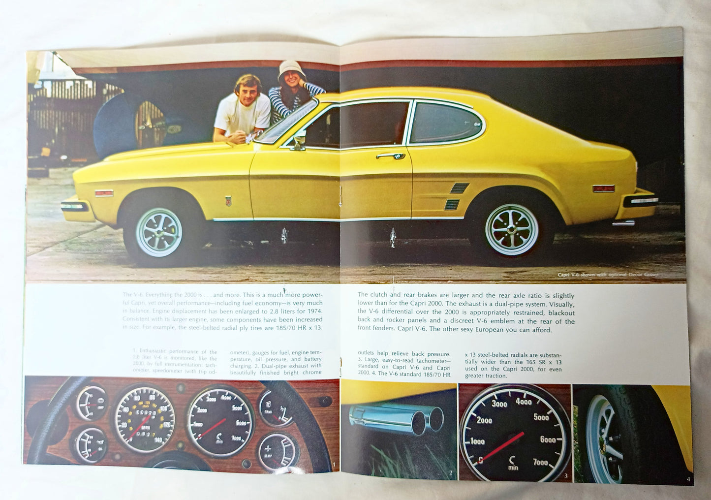 Capri 2000 Capri V-6 1974 US Dealer Sales Brochure Lincoln-Mercury - TulipStuff