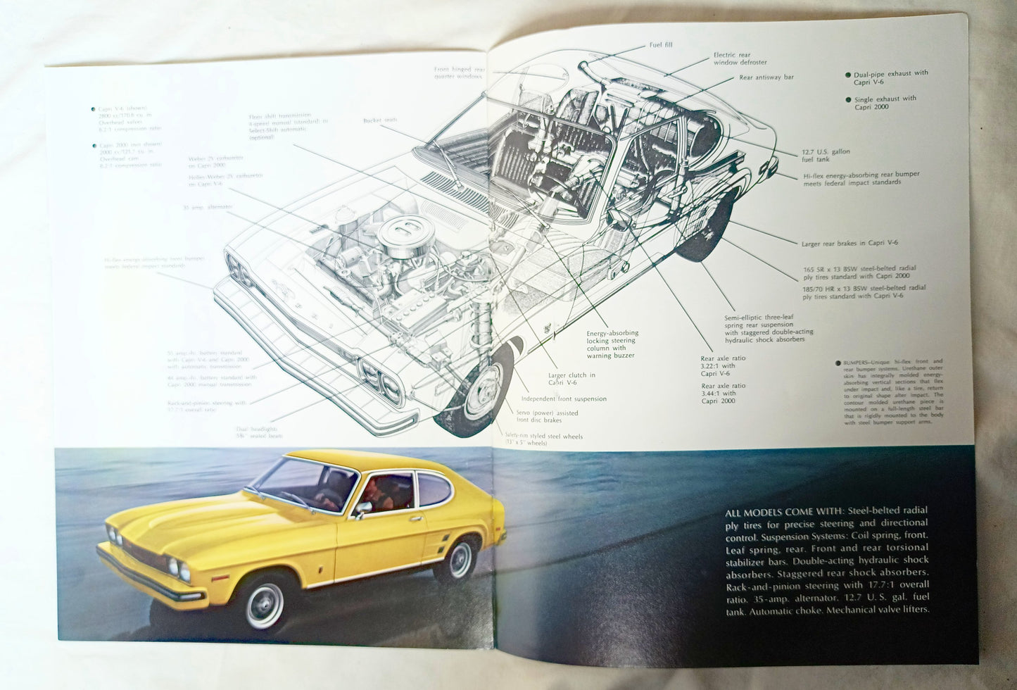 Capri 2000 Capri V-6 1974 US Dealer Sales Brochure Lincoln-Mercury - TulipStuff
