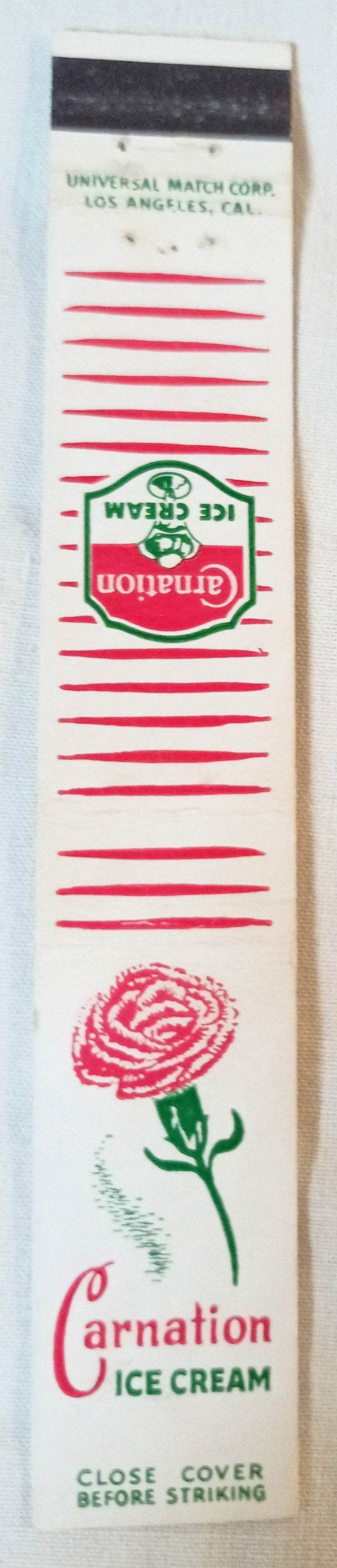 Carnation Ice Cream Matchbook Cover 1950's - TulipStuff