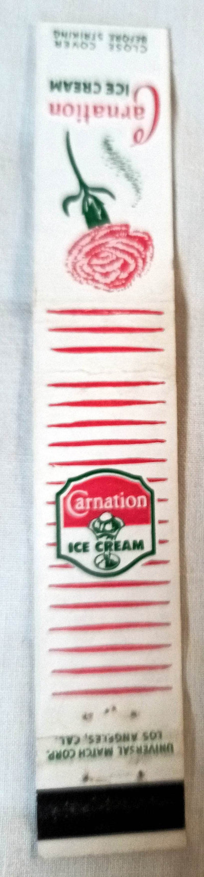 Carnation Ice Cream Matchbook Cover 1950's - TulipStuff