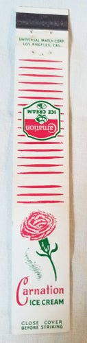 Carnation Ice Cream Matchbook Cover 1950's - TulipStuff