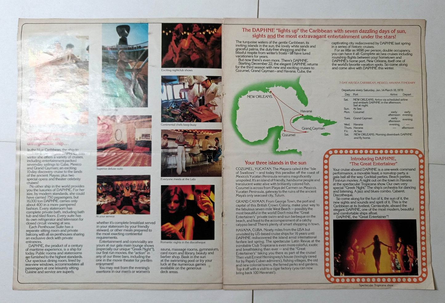 Carras Cruises mts Daphne Winter 1977-78 Caribbean Cruise Brochure - TulipStuff