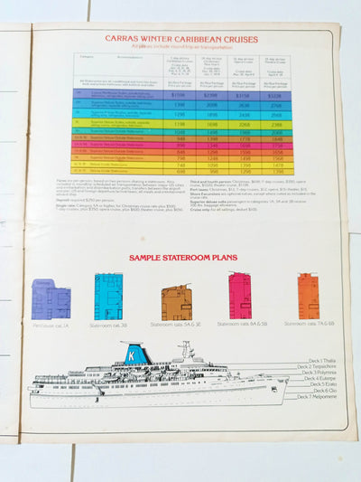 Carras Cruises mts Daphne Winter 1977-78 Caribbean Cruise Brochure - TulipStuff