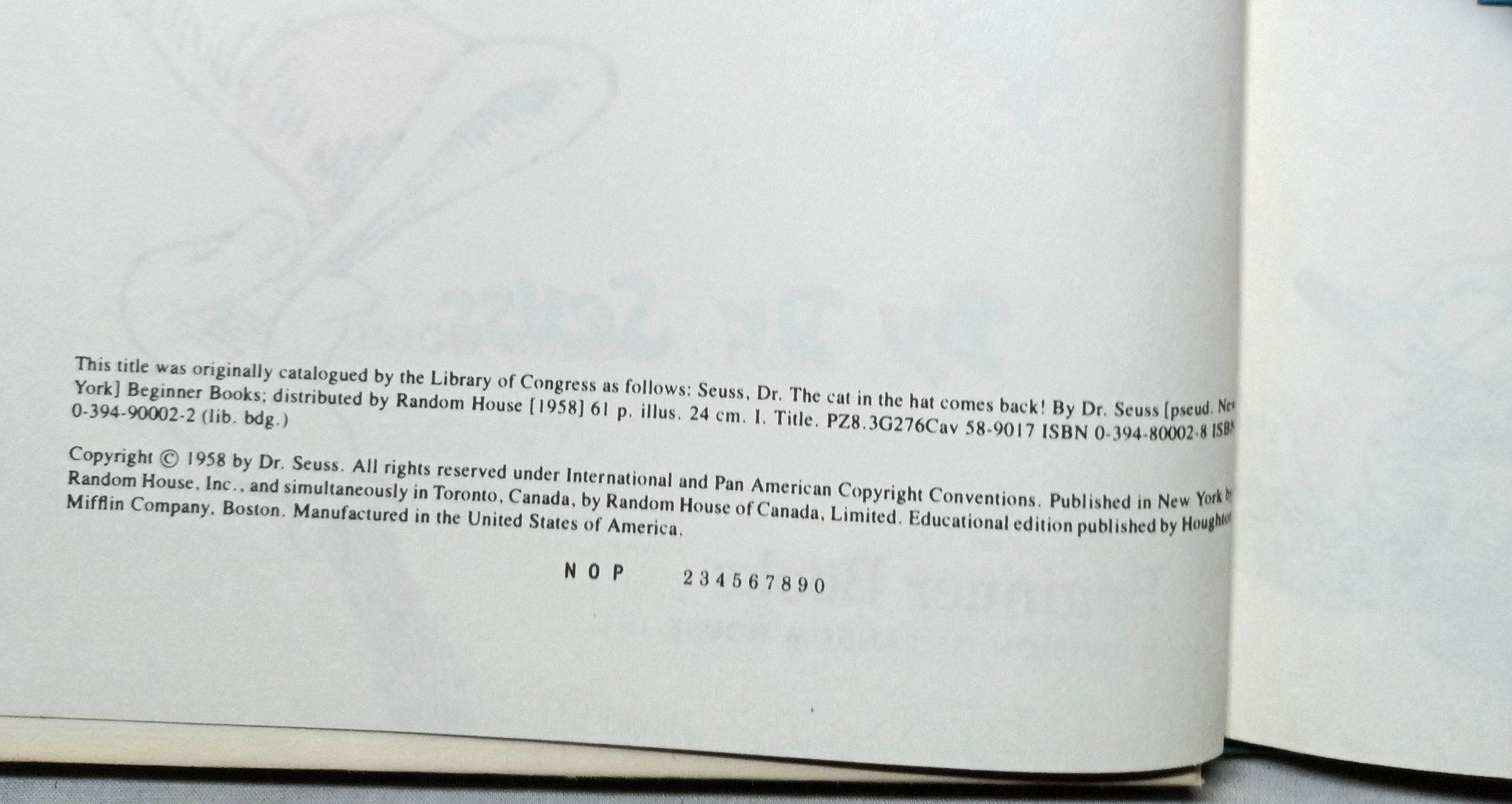 Dr Seuss The Cat In The Hat Comes Back Book Club Edition 1958 - TulipStuff