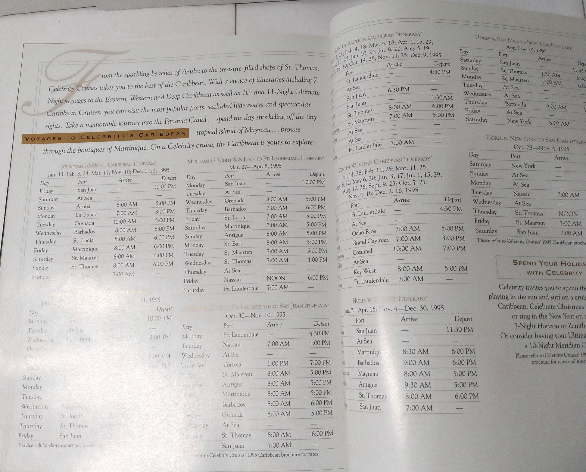 Celebrity Cruises Horizon Meridian Century 1995 Bermuda Brochure - TulipStuff