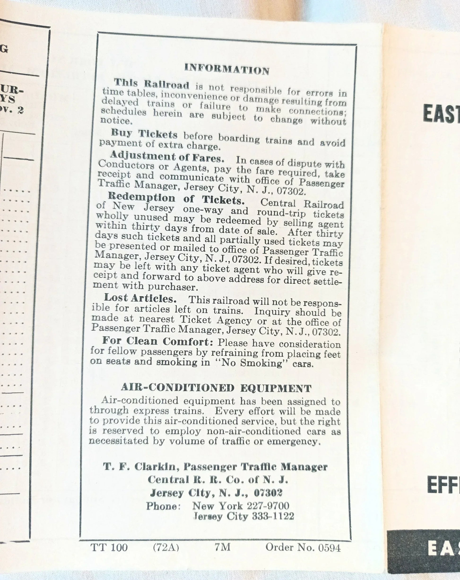 Central Railroad of New Jersey (Jersey Central) NY PA Timetable 1965 - TulipStuff