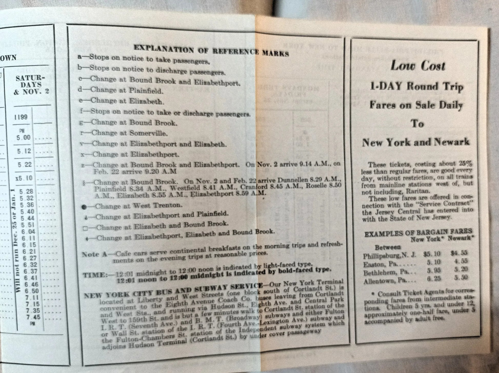 Central Railroad of New Jersey (Jersey Central) NY PA Timetable 1965 - TulipStuff