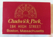 Load image into Gallery viewer, Chadwick Park Restaurant Bar 184 High St Boston Matchbox Early 1980&#39;s - TulipStuff
