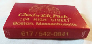 Chadwick Park Restaurant Bar 184 High St Boston Matchbox Early 1980's - TulipStuff