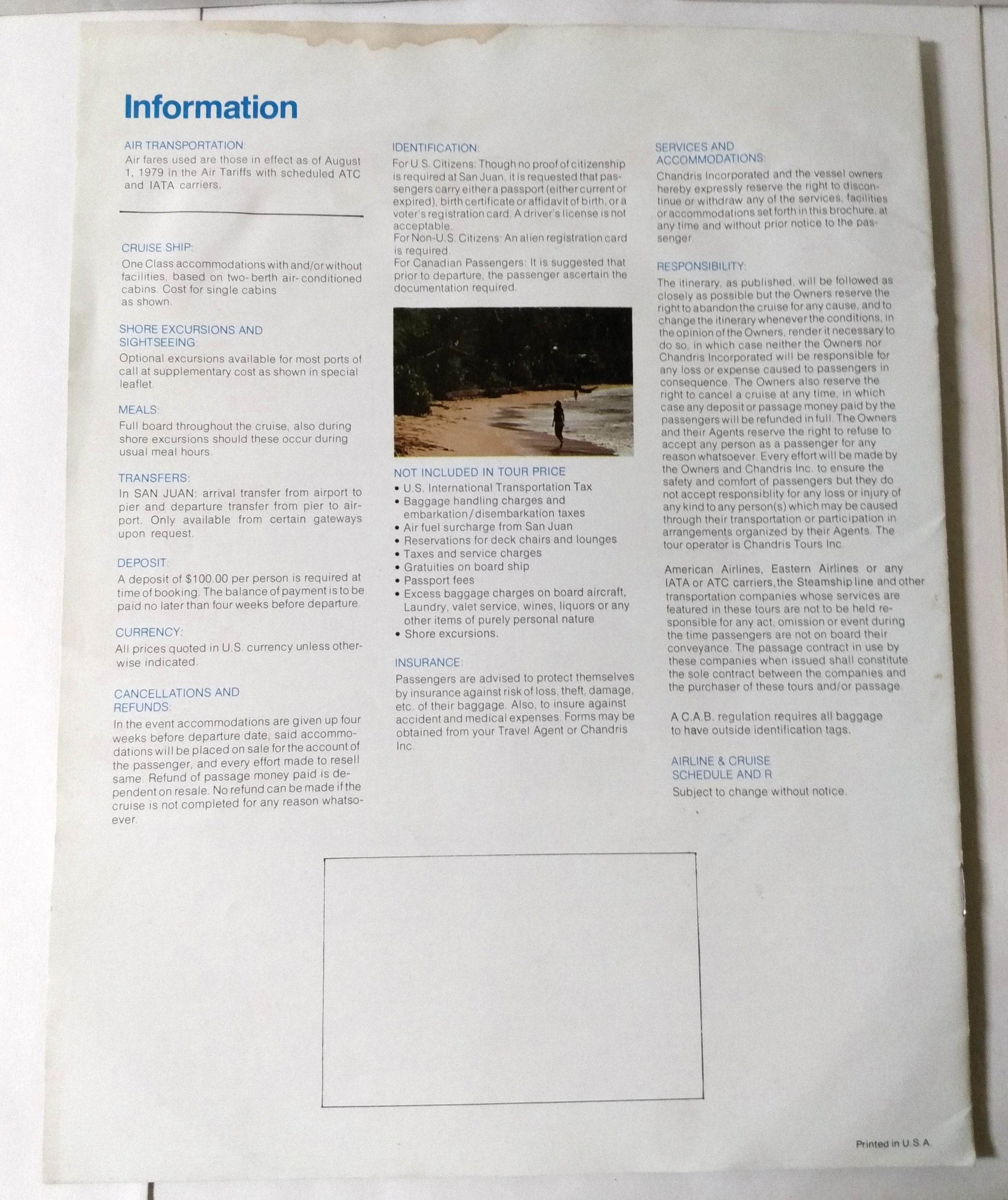 Chandris Cruises SS Britanis 1979-80 8-Day Caribbean Cruises Brochure - TulipStuff